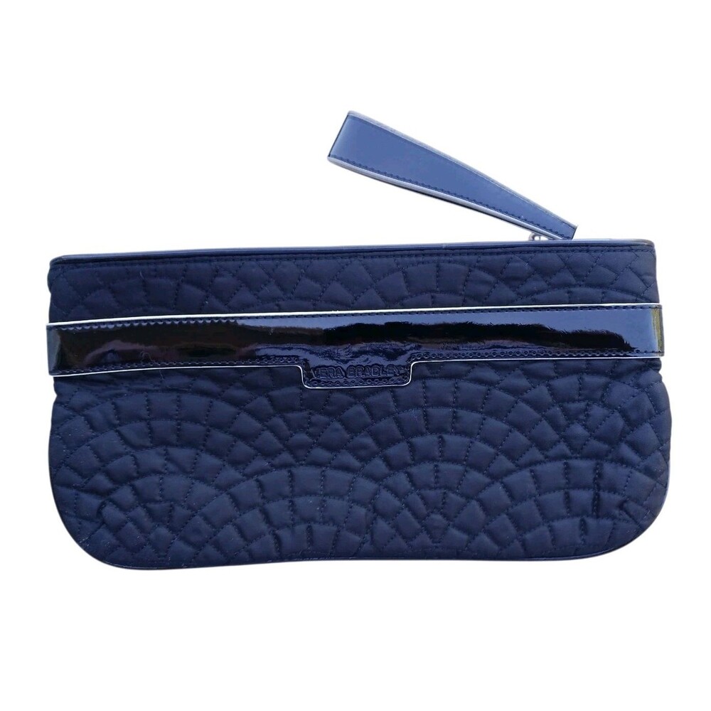 Vera Bradley Meet Me in Paris Bistro Nylon Quilted Wristlet Clutch Black Patent - Picture 3 of 4
